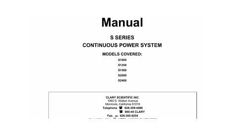 Owner’s Operating Manual S SERIES | Manualzz