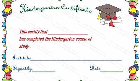kindergarten certificate printable