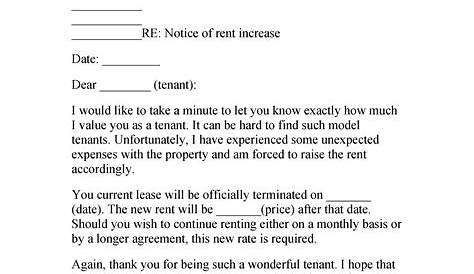 sample rent increase letter to tenants
