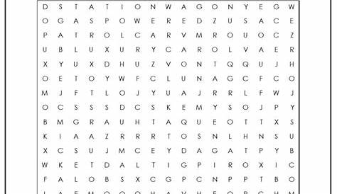 cool Cars Word Search Free Word Search Puzzles, Free Printable Word