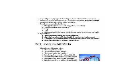roller coaster calculation worksheets answers