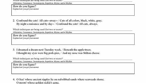 literary devices worksheet 4th grade