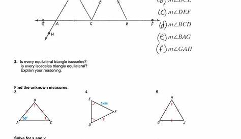 isosceles and equilateral triangles worksheets answer key