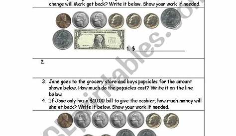money worksheet change