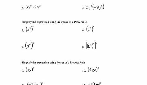 exponent power rule worksheet