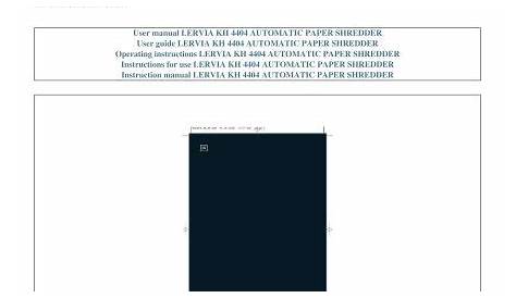 User manual LERVIA KH 4404 AUTOMATIC PAPER SHREDDER