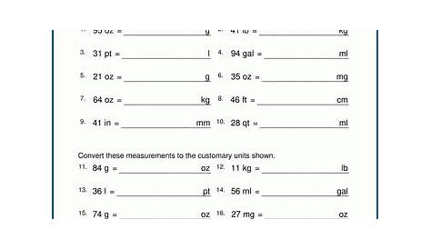 metric conversion worksheet 4th grade