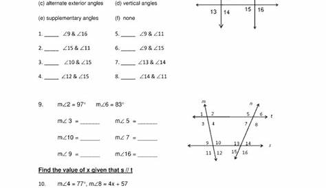 Parallel Lines Cut By A Transversal Worksheet Answer Key — db-excel.com