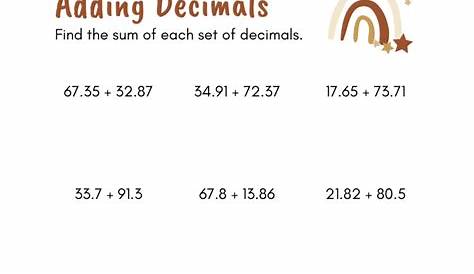 math aids decimals worksheet