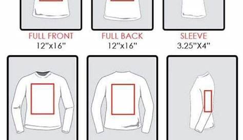 vinyl sizing chart for shirts