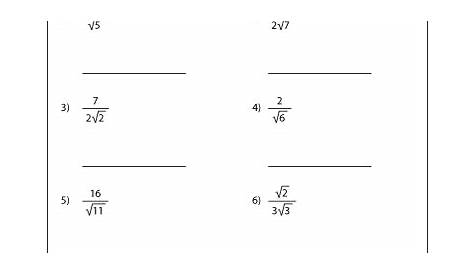 rationalizing the denominator worksheets
