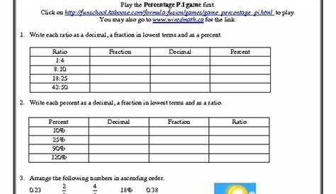 Ratios, Rates and Percentages Worksheet for 6th Grade | Lesson Planet