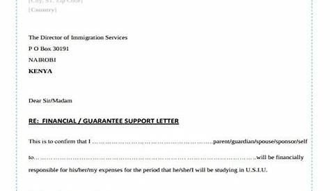 Sample Letter Of Financial Support For Employer / Visa Support Letter