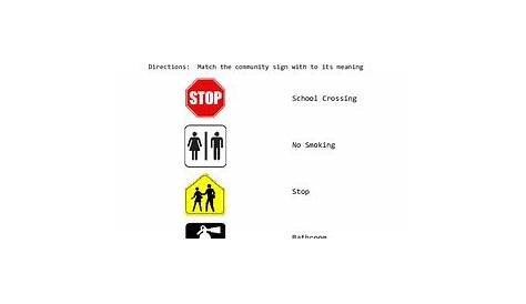 free community safety signs worksheets