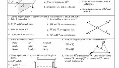 points lines and planes worksheets with answer key