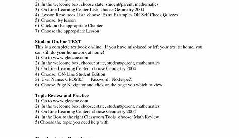 glencoe algebra 1 worksheet answers
