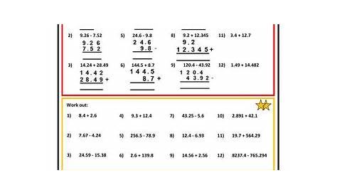 Decimal Addition and Subtraction Worksheet | Teaching Resources