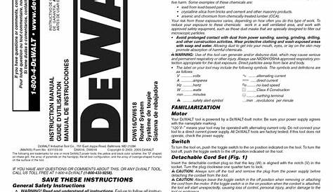 DEWALT DW618 INSTRUCTION MANUAL Pdf Download | ManualsLib
