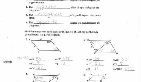 geometry rhombus worksheet answer key