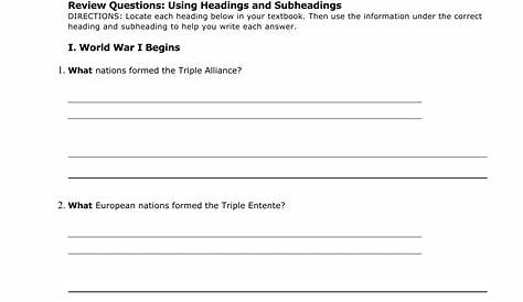 World War 1 And Its Aftermath Answer Key › Free Worksheet by Razanac