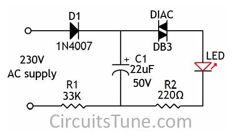 230V Led Flasher Circuit using DIAC | CircuitsTune