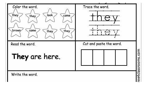 Free Sight Word Worksheet - they - Free4Classrooms