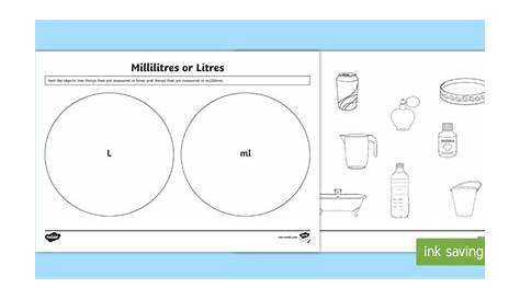 milliliters to liters worksheet