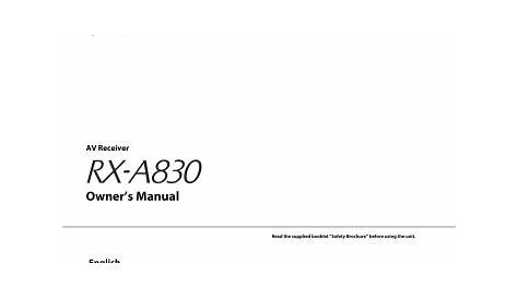 Yamaha RX-A830 Owner's manual | Manualzz