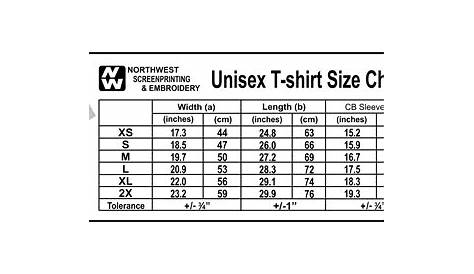 T-shirt Size Chart