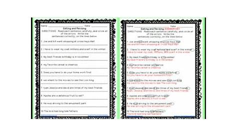 revising sentences worksheets
