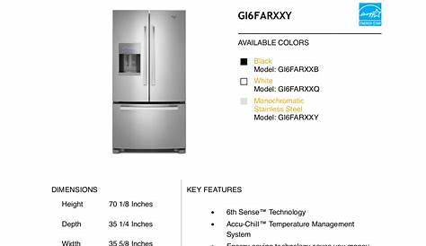 Download free pdf for Whirlpool Gold GI6FARXXY Refrigerator manual