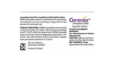 cerenia injectable dosage chart