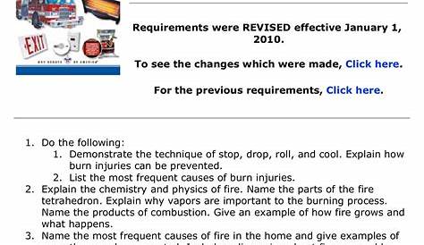 fire safety merit badge worksheet
