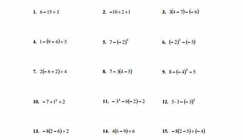 operations with integers worksheets