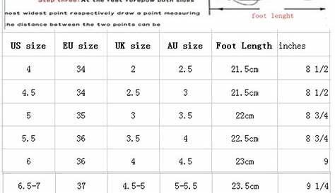 to heel to toe size chart us