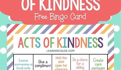Random Acts of Kindness for Kids with Free Bingo Card | Teaching kindness, Kindness for kids
