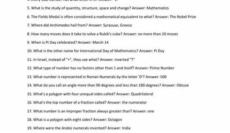 56+ Math Trivia Questions & Answers (Easy to Hard)