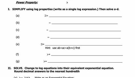 Logarithm Properties And Solving Log And Exponential Equations