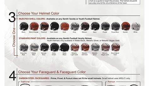 xenith football helmet size chart