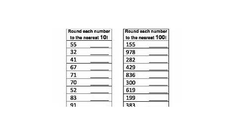 round to nearest 10 and 100 worksheets