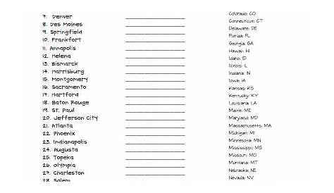 states and capitals quiz printable