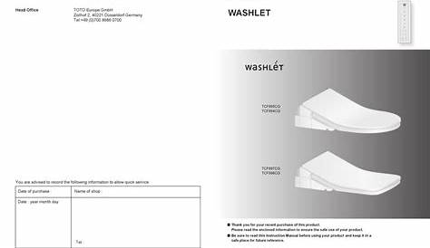 toto washlet t1sw2024#01 manual