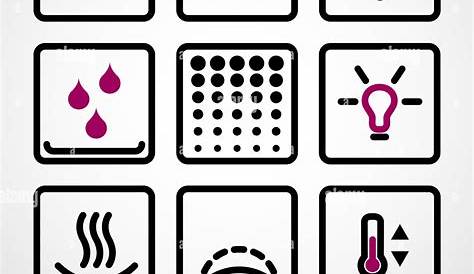 Electric oven function & control symbols. Outline icon collection Stock Photo, Royalty Free