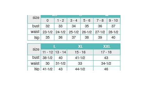 size chart for maurices