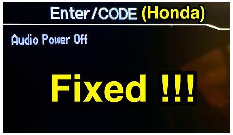How to clear Enter Code / Error1 message on Honda cars: Odyssey Accord