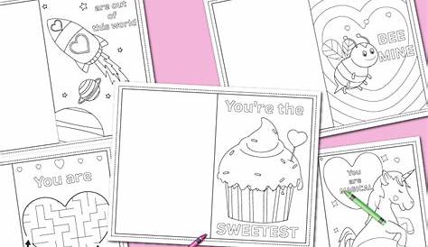 Printable Coloring Valentines Day Cards - Messy Little Monster