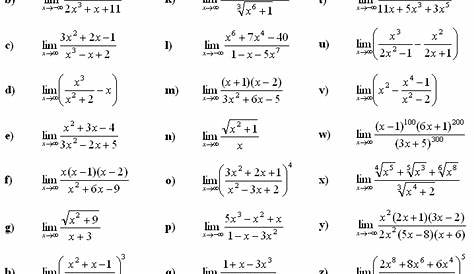 limits calculus worksheet