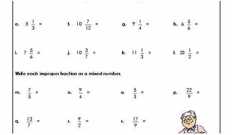improper fractions on a number line worksheets