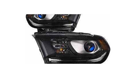 Headlights Set Halogen Black w/o LED DRL Pair For 2014-2015 Dodge