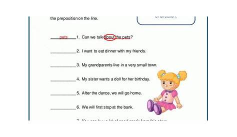 object of the preposition worksheet 6th grade